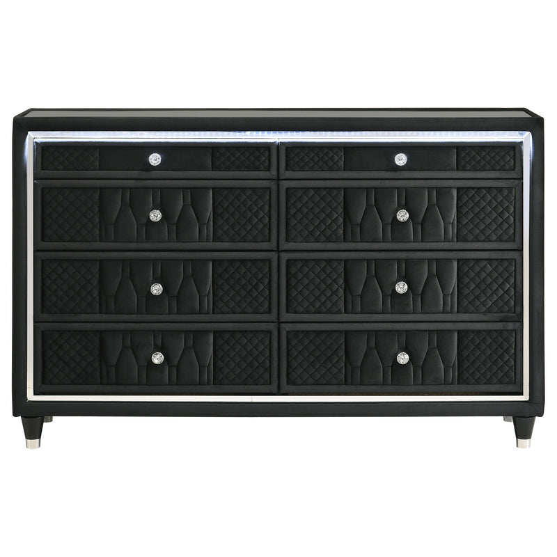 Lorient 8-drawer LED Dresser Black