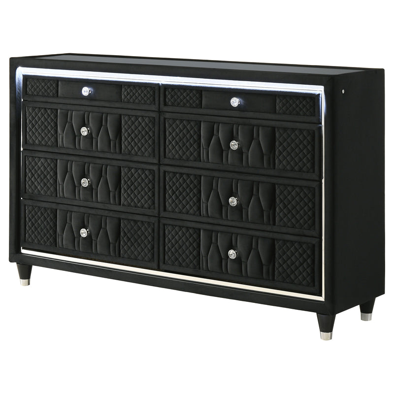 Lorient 8-drawer LED Dresser Black