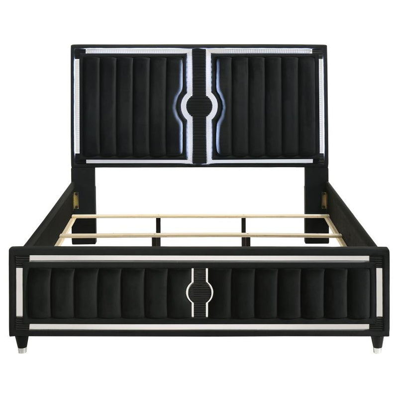 Ravenne Velvet Upholstered LED Panel Bed