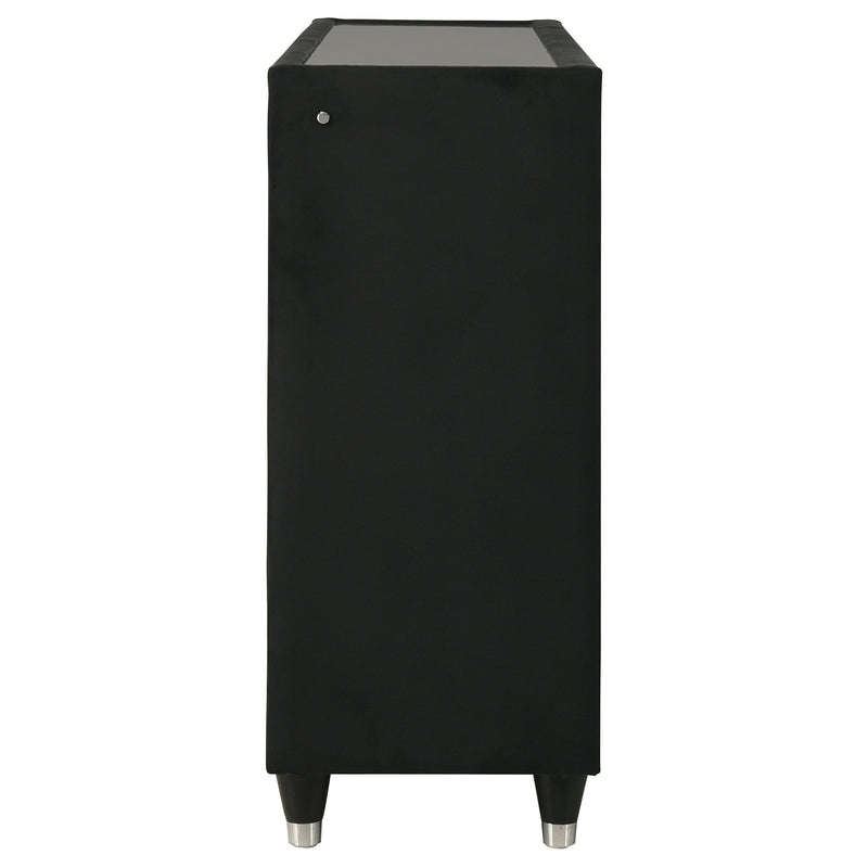 Ravenne 8-drawer Velvet Upholstered LED Dresser Cabinet Black