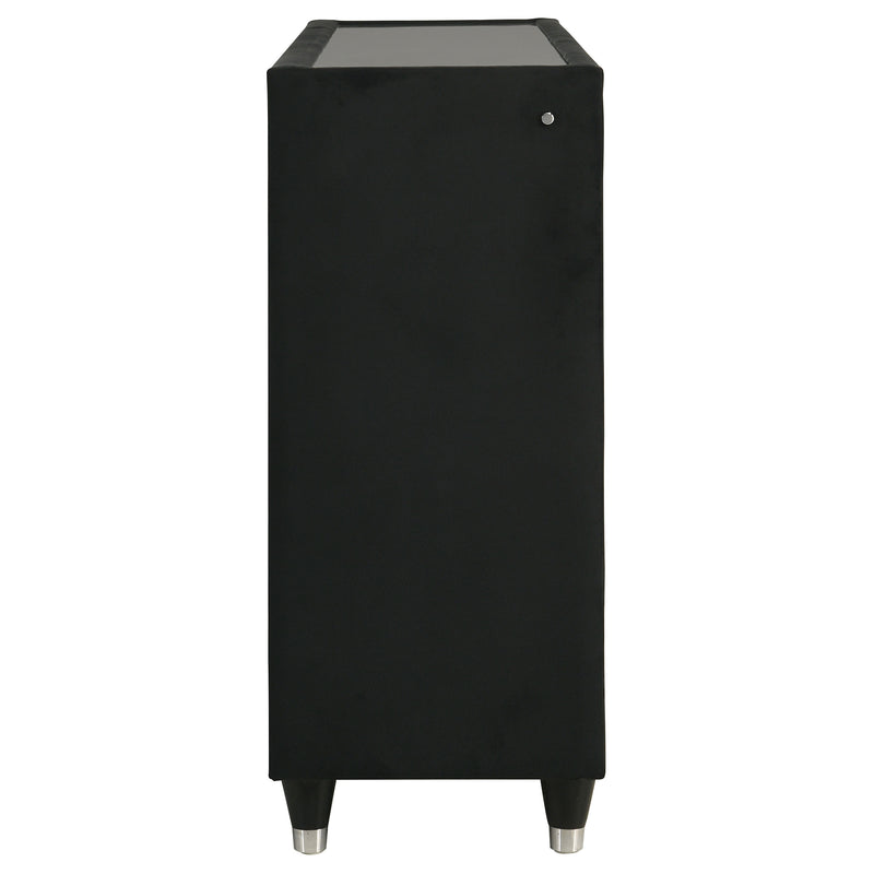 Ravenne 8-drawer Velvet Upholstered LED Dresser Cabinet Black