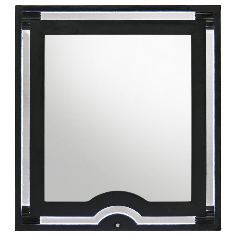 Espejo de cómoda LED tapizado en terciopelo Ravenne negro