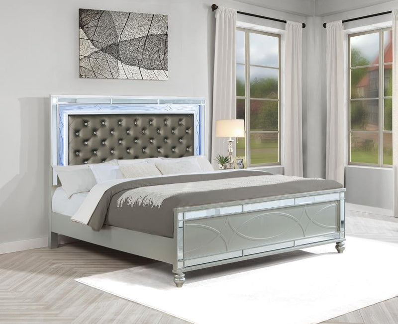 Gunnison Wood LED Panel Bed Silver Metallic