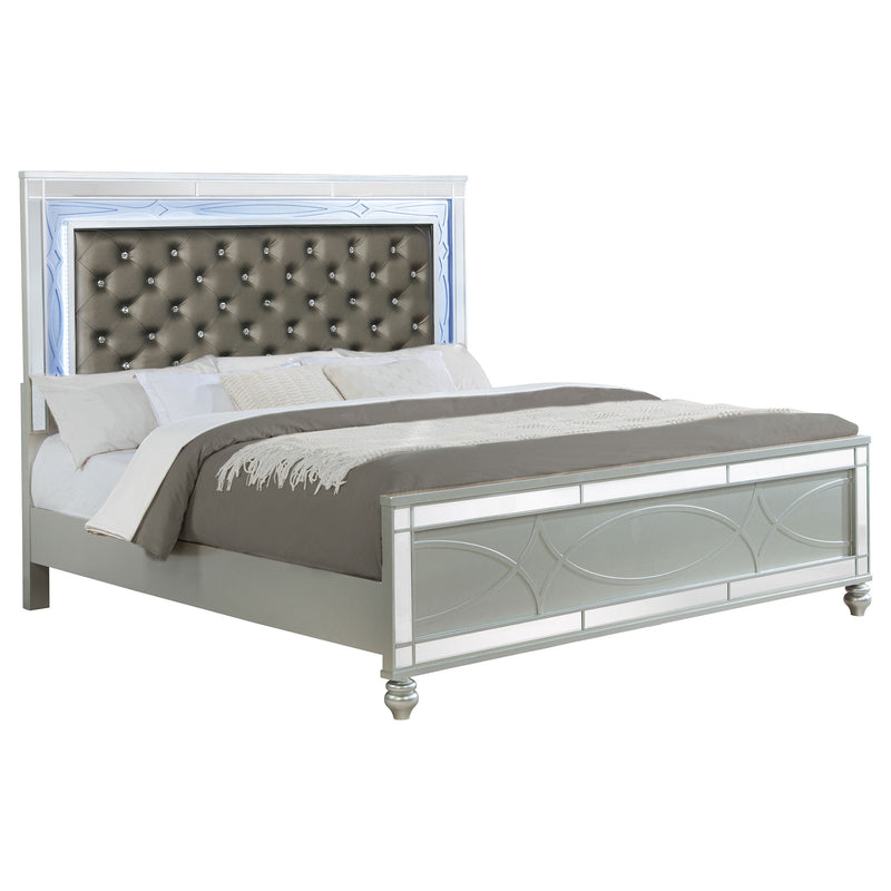 Gunnison Wood LED Panel Bed Silver Metallic