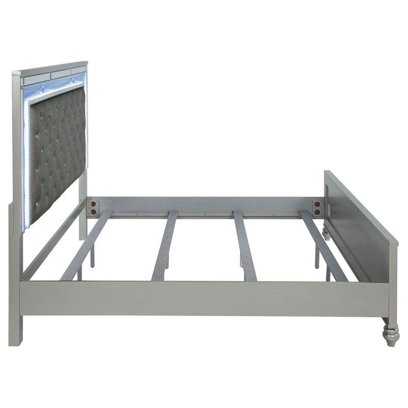 Gunnison Wood LED Panel Bed Silver Metallic