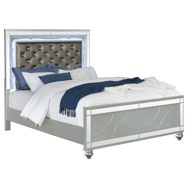Gunnison Wood LED Panel Bed Silver Metallic