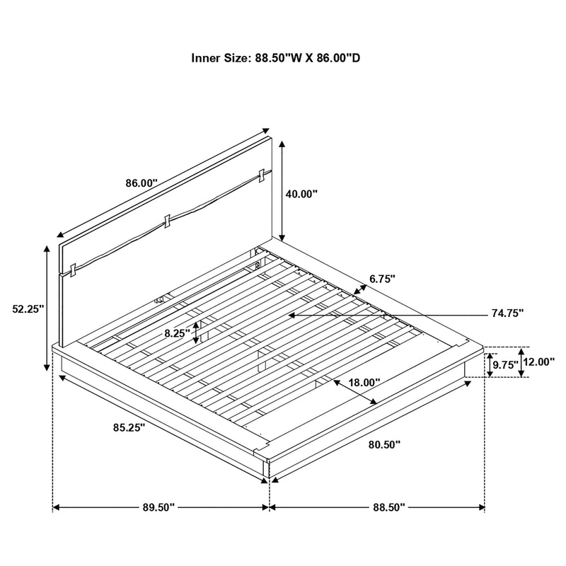 Cama Winslow de paneles de madera Nogal ahumado y Café