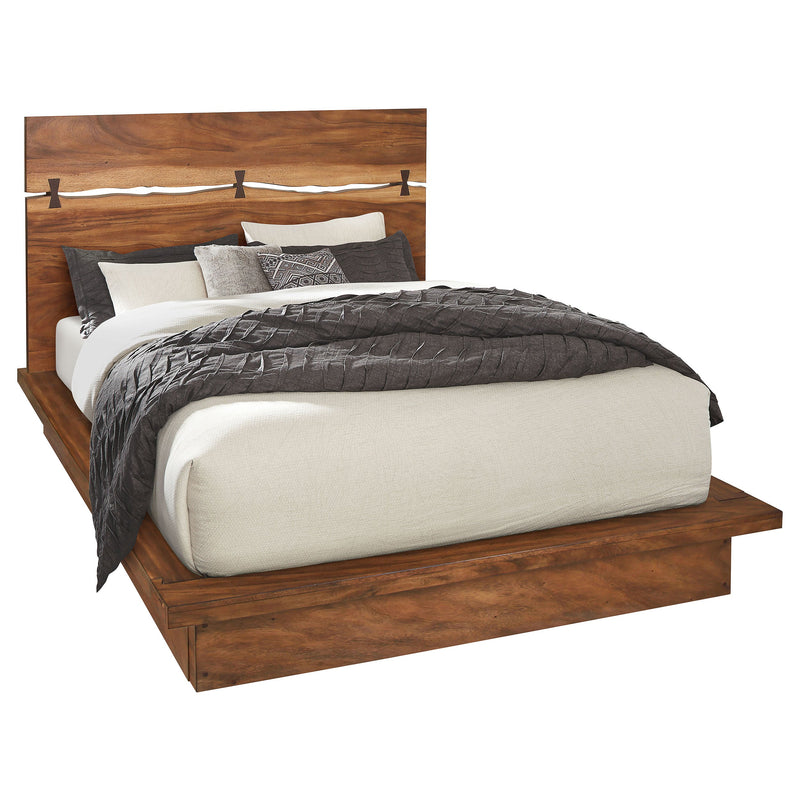Cama Winslow de paneles de madera Nogal ahumado y Café