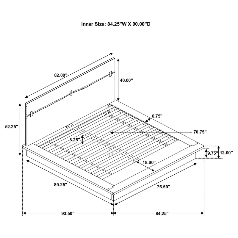 Cama Winslow de paneles de madera Nogal ahumado y Café