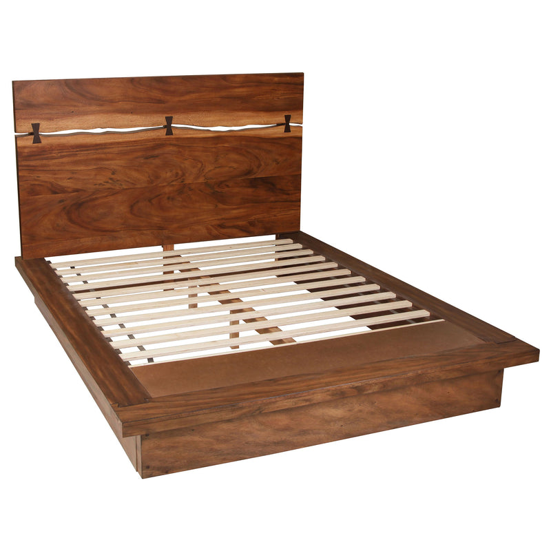 Cama Winslow de paneles de madera Nogal ahumado y Café