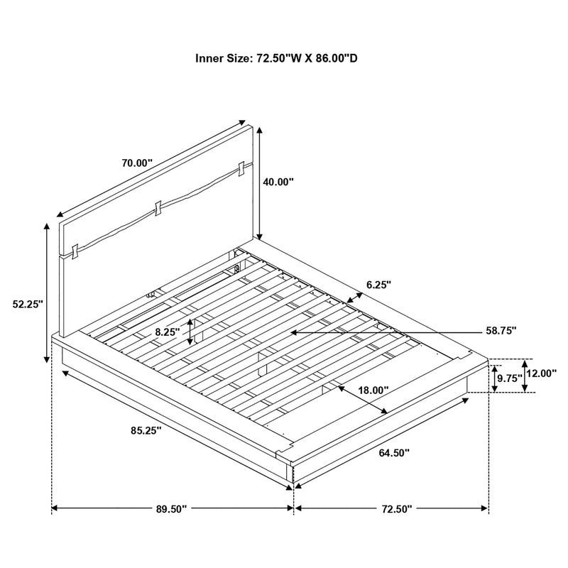 Cama Winslow de paneles de madera Nogal ahumado y Café