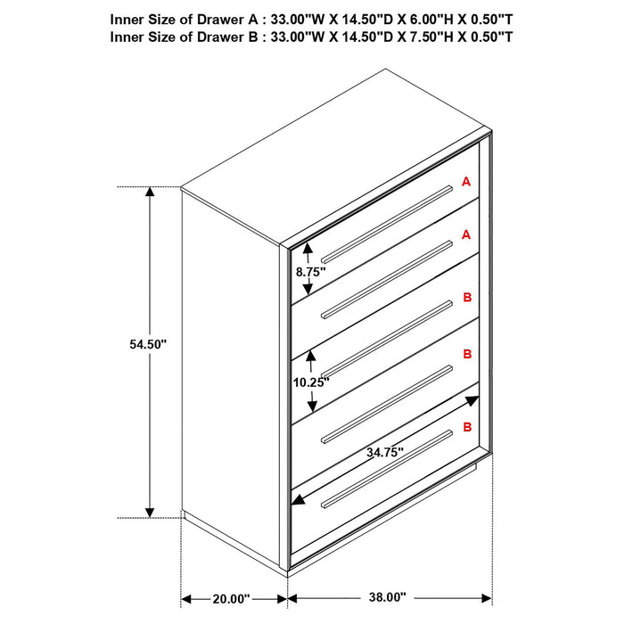 Durango 5-drawer Chest Smoked Peppercorn