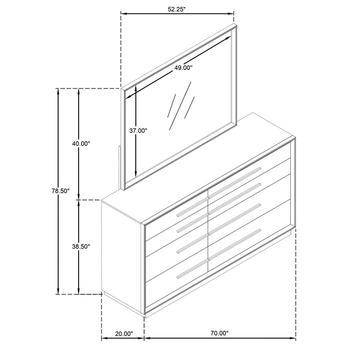 Durango 8-drawer Dresser and Mirror Washed Oak