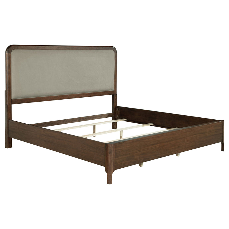 Cama tapizada con paneles Maderia de 57 pulgadas, Nogal