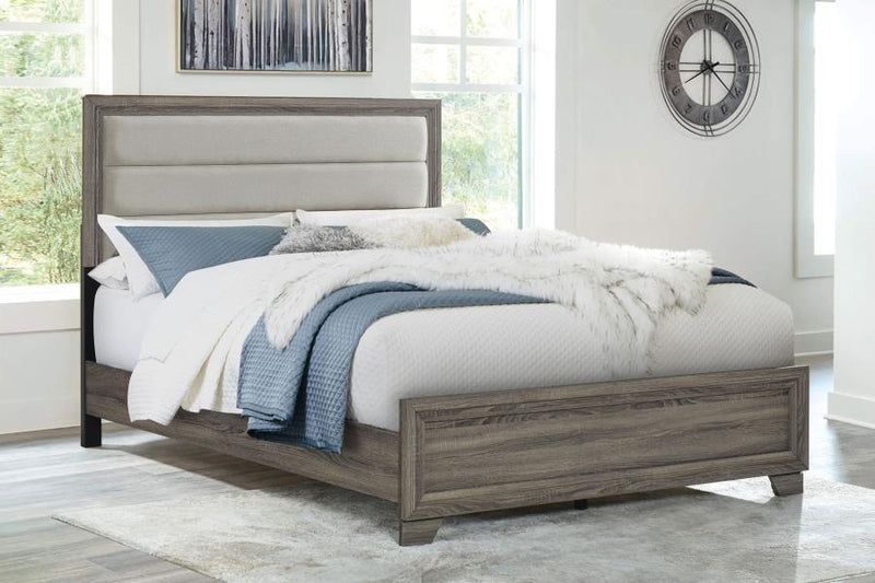 Cama tapizada Wright de 52 pulgadas, roble marrón