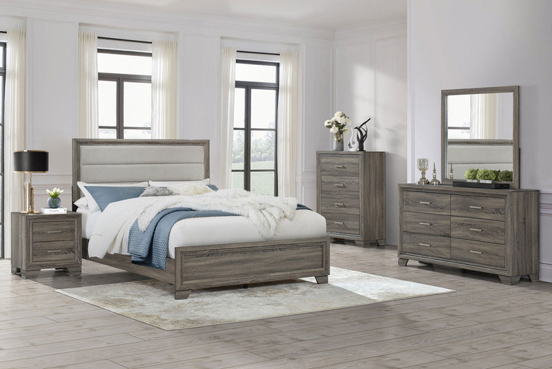 Cama tapizada Wright de 52 pulgadas, roble marrón