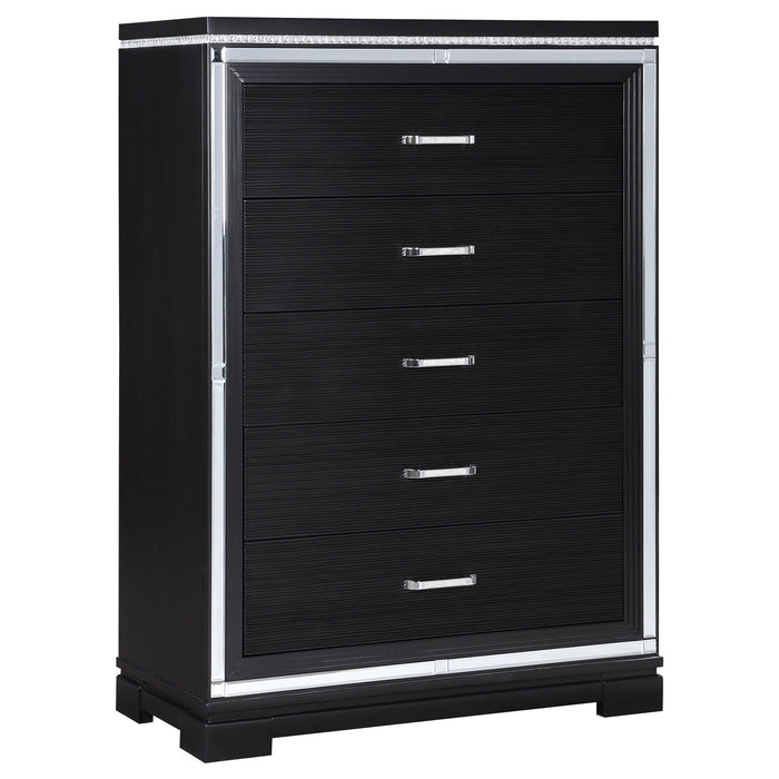 Cappola Rectangular 5-drawer Chest Silver and Black