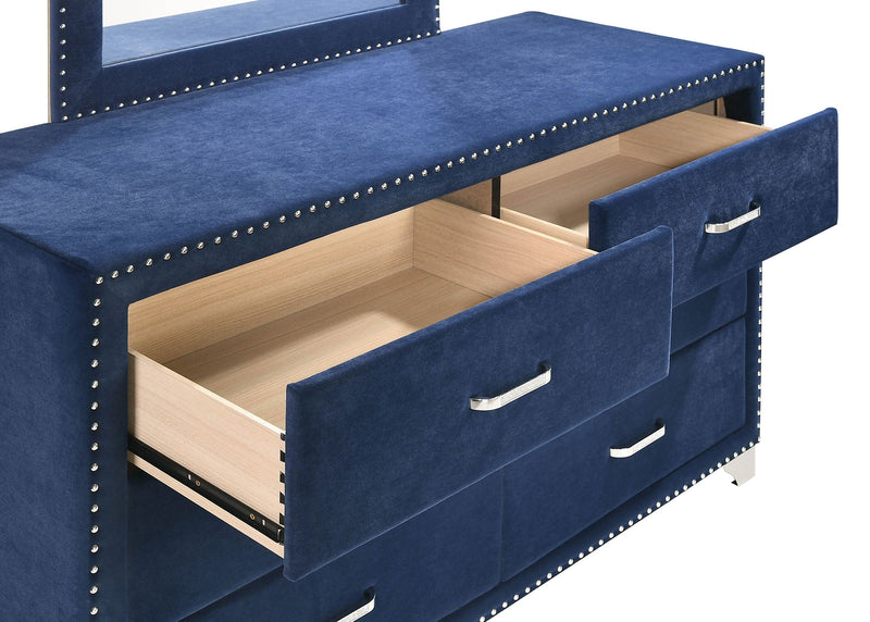 Melody 6-drawer Upholstered Dresser with Mirror