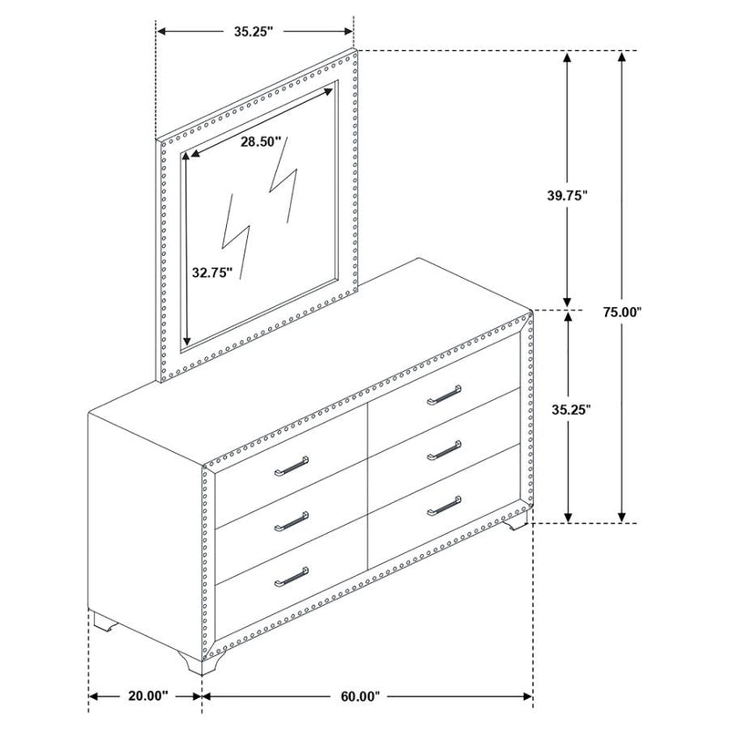 Melody 6-drawer Upholstered Dresser