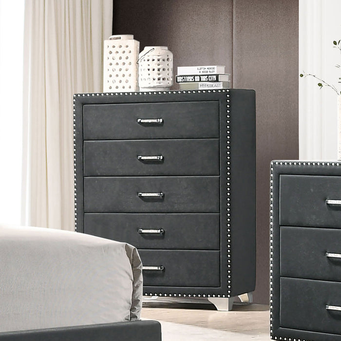 Melody 5-drawer Upholstered Chest Grey