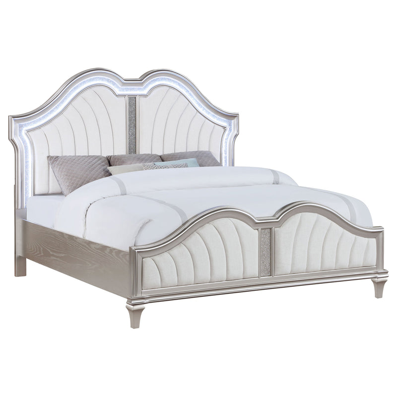 Cama con Panel LED Evangeline Wood Roble Plateado