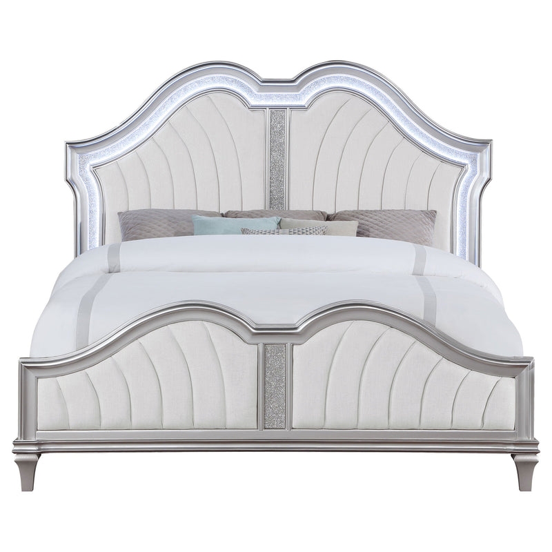 Cama con Panel LED Evangeline Wood Roble Plateado