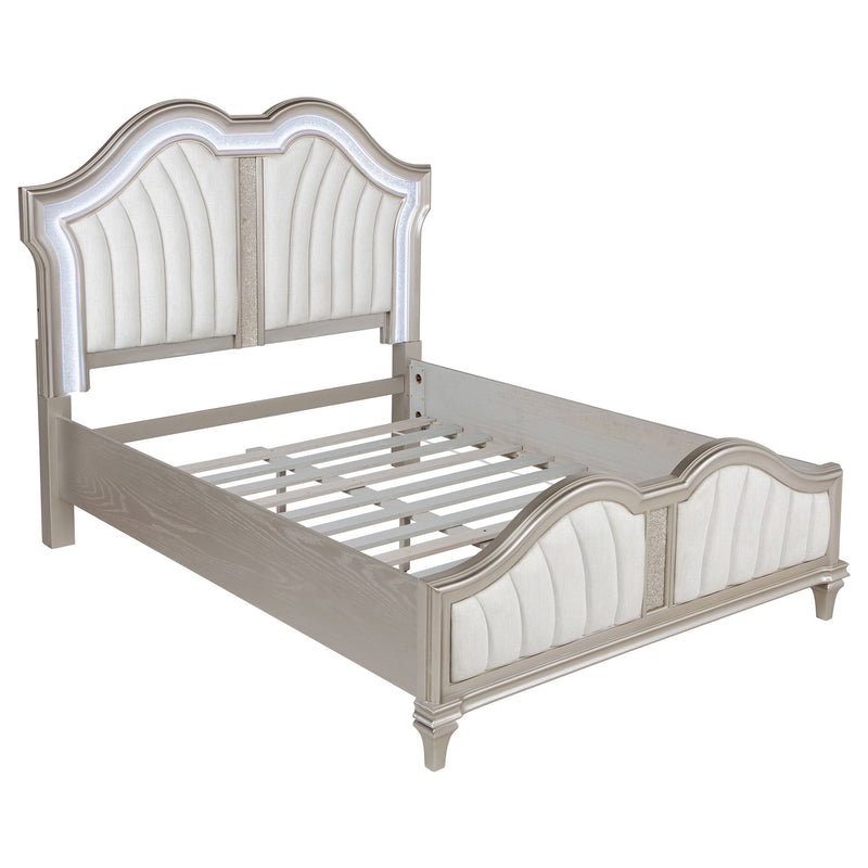 Cama con Panel LED Evangeline Wood Roble Plateado