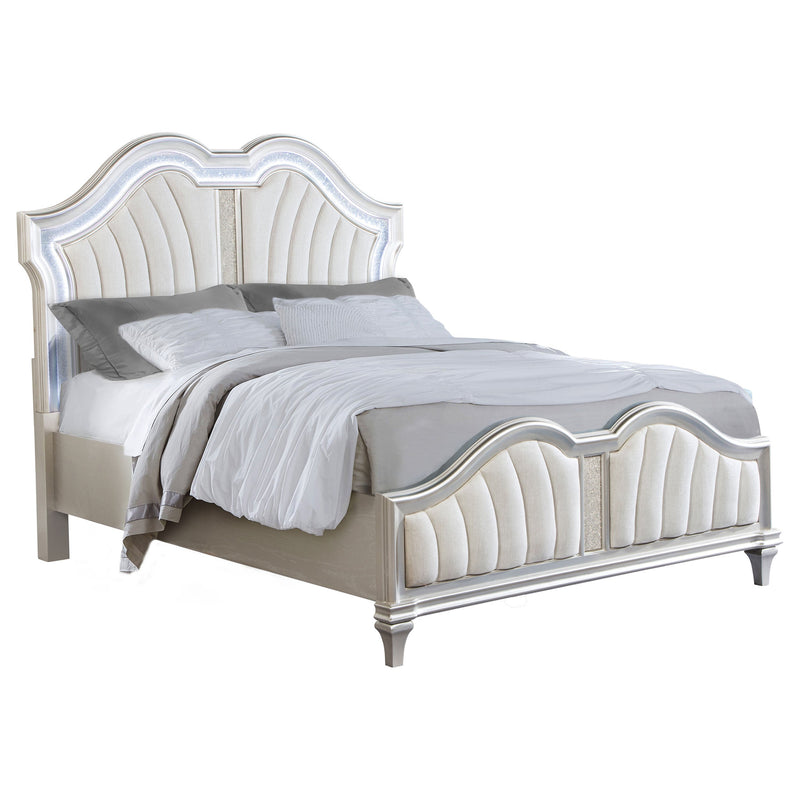 Cama con Panel LED Evangeline Wood Roble Plateado