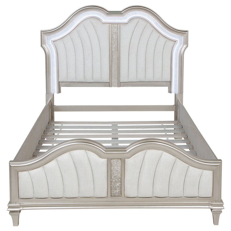 Cama con Panel LED Evangeline Wood Roble Plateado