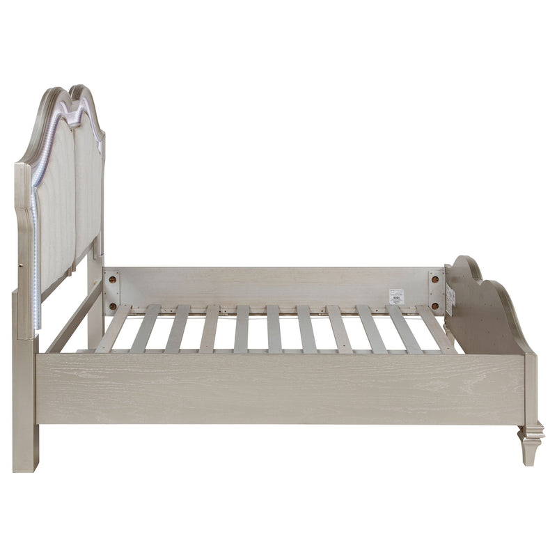 Cama con Panel LED Evangeline Wood Roble Plateado