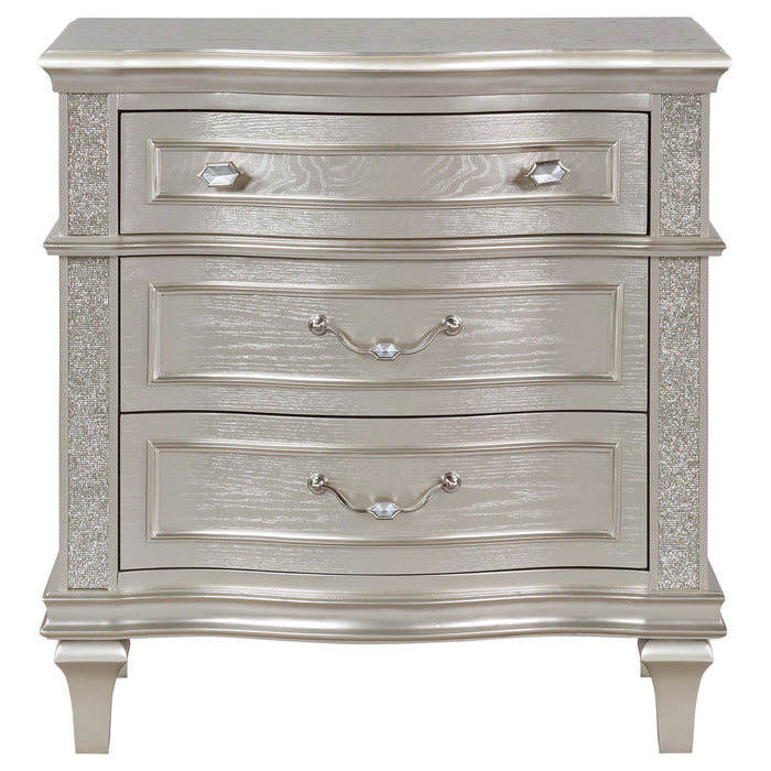 Evangeline 3-drawer Nightstand Silver Oak