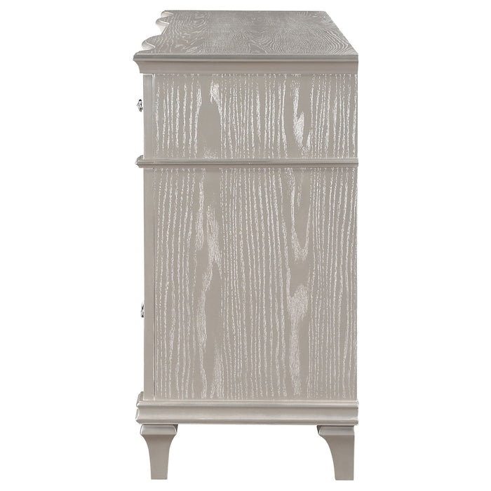 Evangeline 9-drawer Dresser with Mirror Silver Oak