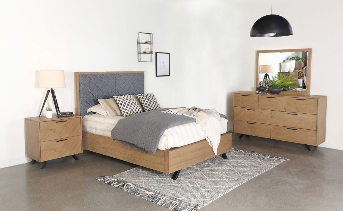 Taylor   Bedroom Set Light Honey Brown and Grey