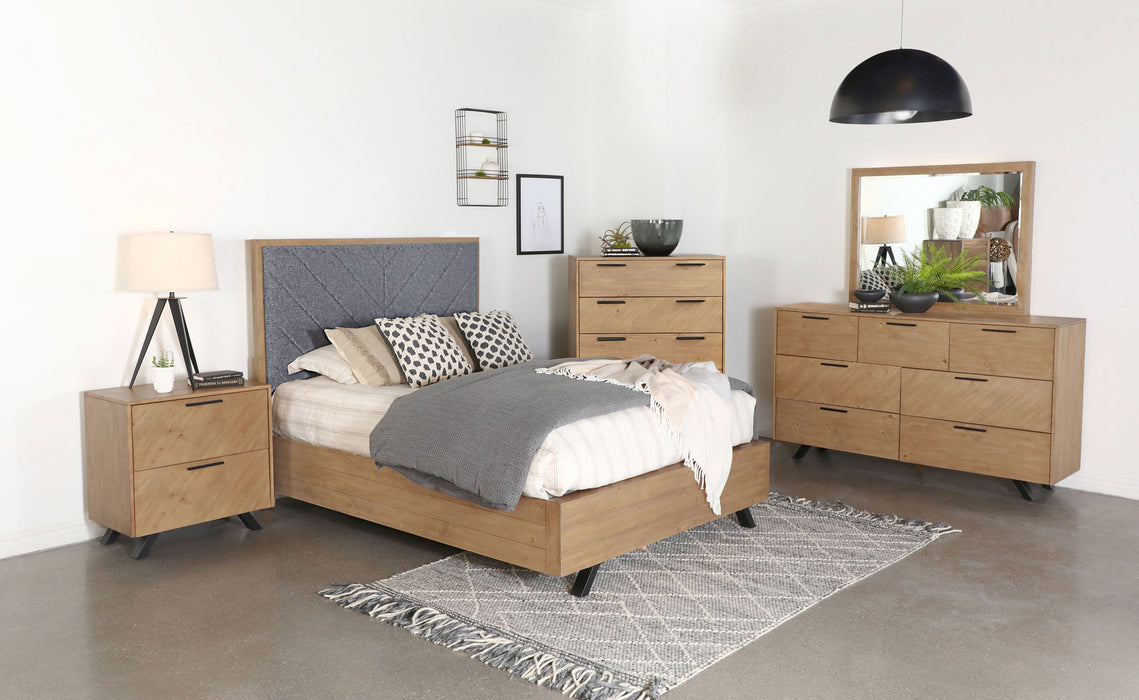 Taylor   Bedroom Set Light Honey Brown and Grey