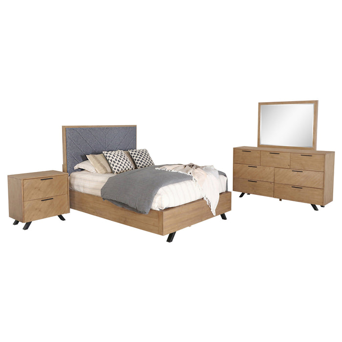 Taylor   Bedroom Set Light Honey Brown and Grey