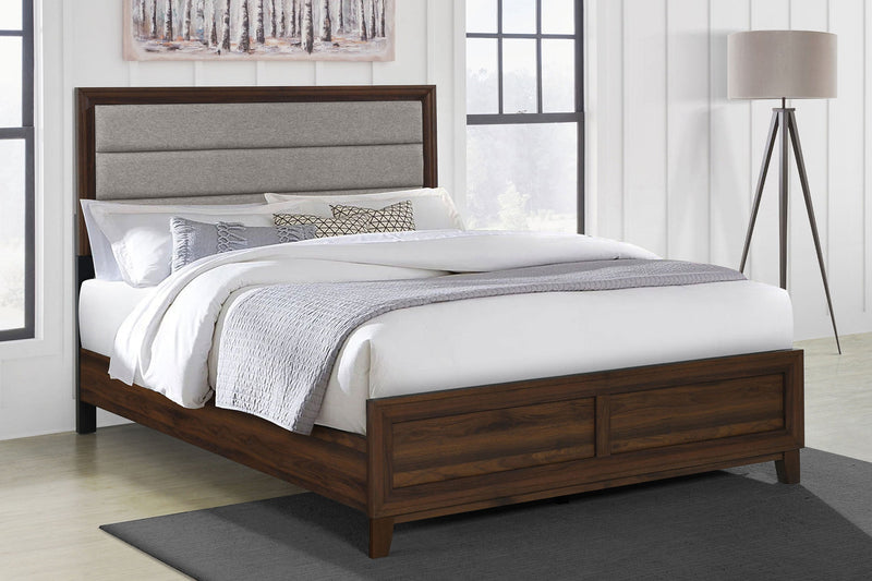 Cama tapizada Welsley de 50 pulgadas, nogal