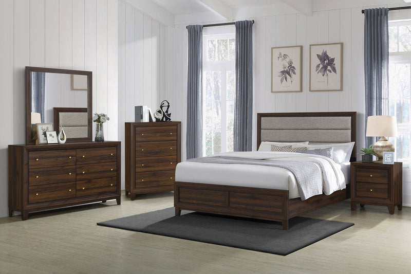 Cama tapizada Welsley de 50 pulgadas, nogal