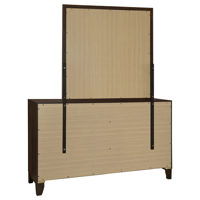 Cómoda Welsley de 6 cajones y espejo, Nogal