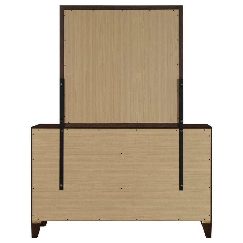 Cómoda Welsley de 6 cajones y espejo, Nogal