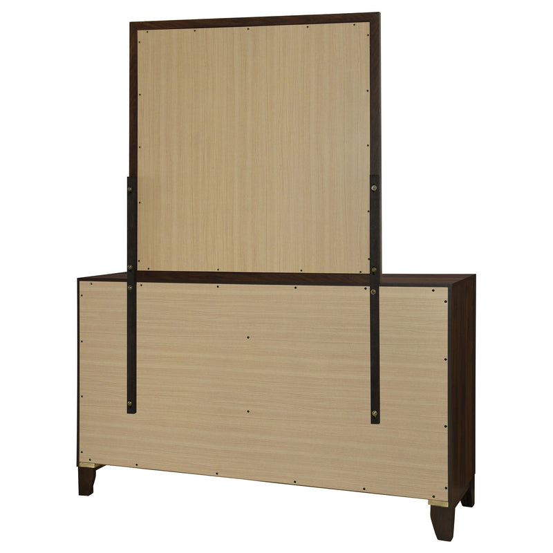 Cómoda Welsley de 6 cajones y espejo, Nogal