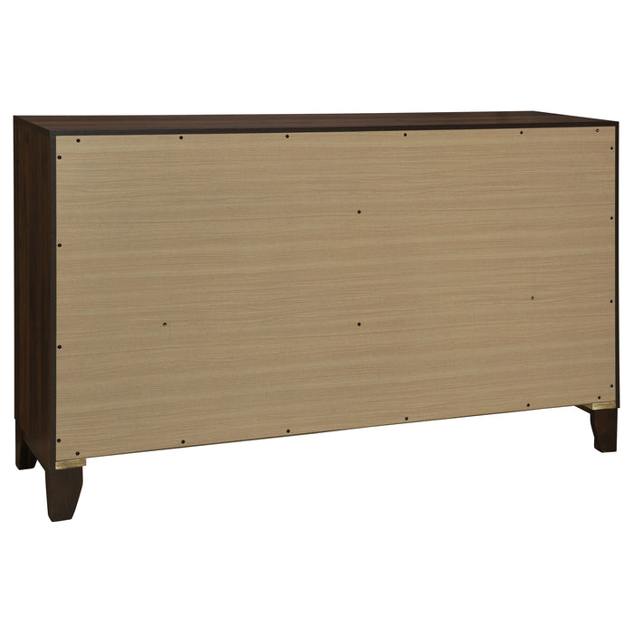 Welsley 6-drawer Dresser and Mirror Walnut