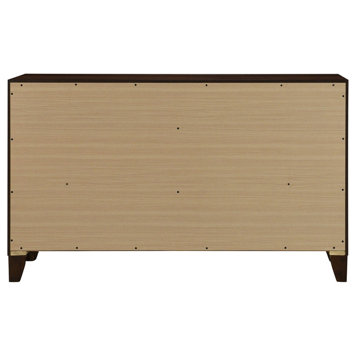 Welsley 6-drawer Dresser and Mirror Walnut