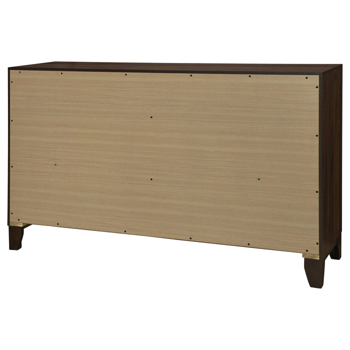 Welsley 6-drawer Dresser and Mirror Walnut