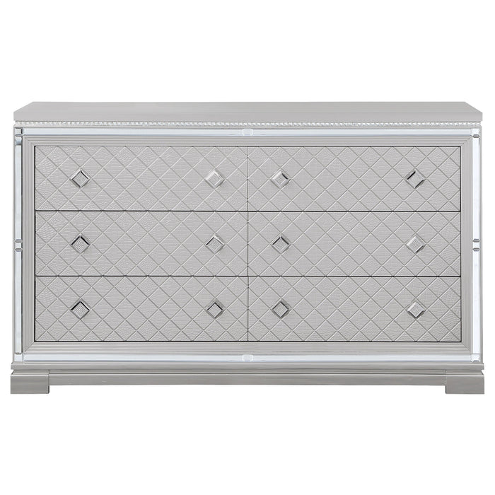 Eleanor Rectangular 6-drawer Dresser Metallic