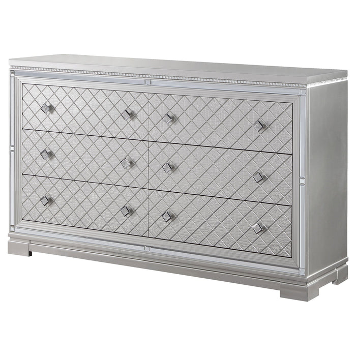 Eleanor Rectangular 6-drawer Dresser Metallic