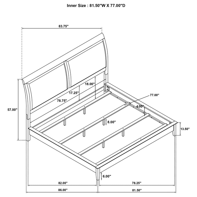 Cama tapizada con paneles Bexhill de 56 pulgadas