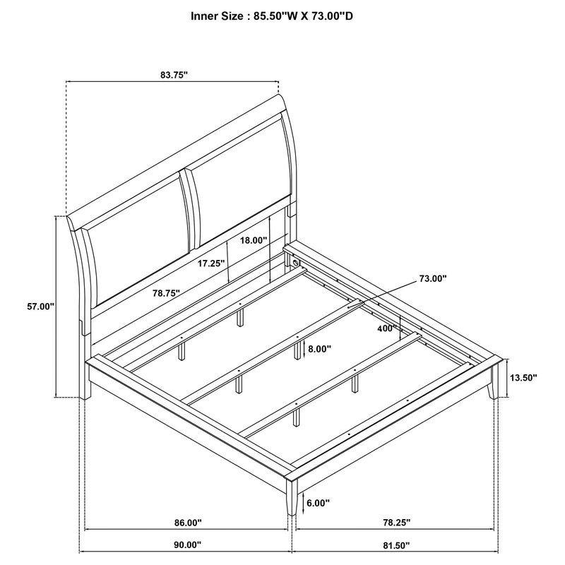 Cama tapizada con paneles Bexhill de 56 pulgadas