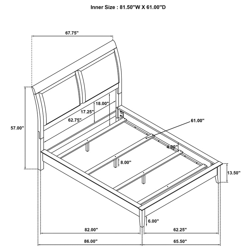Cama tapizada con paneles Bexhill de 56 pulgadas