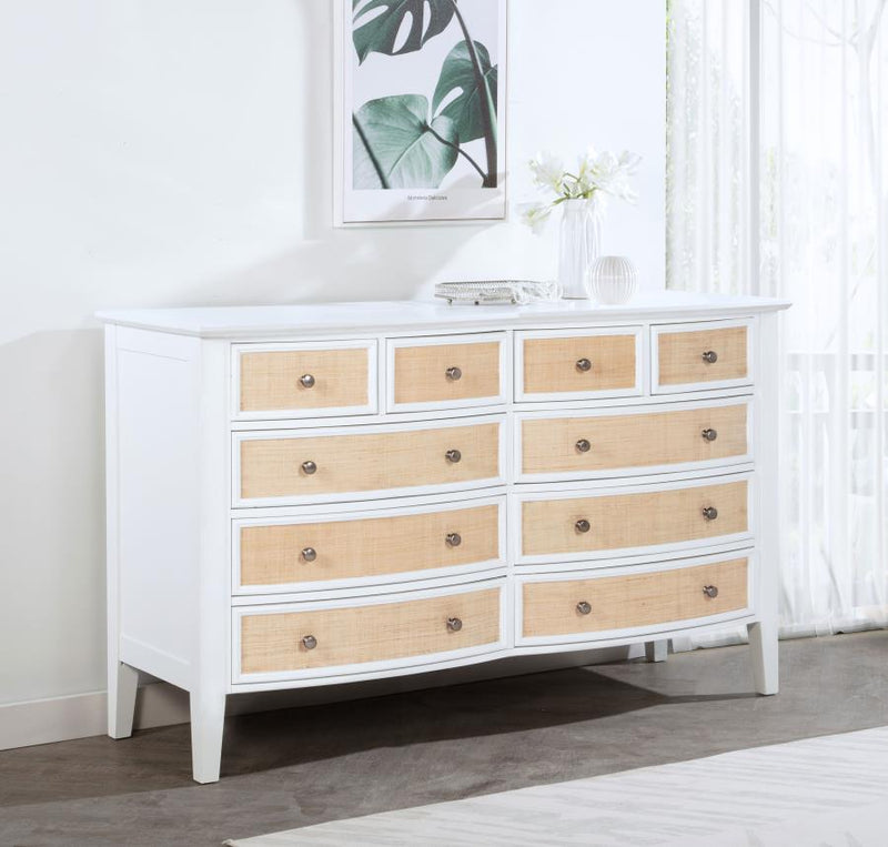 Cómoda con gabinete de 10 cajones Bexhill, blanca