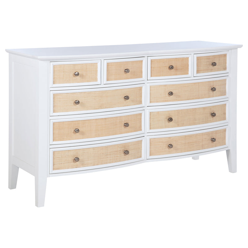 Cómoda con gabinete de 10 cajones Bexhill, blanca